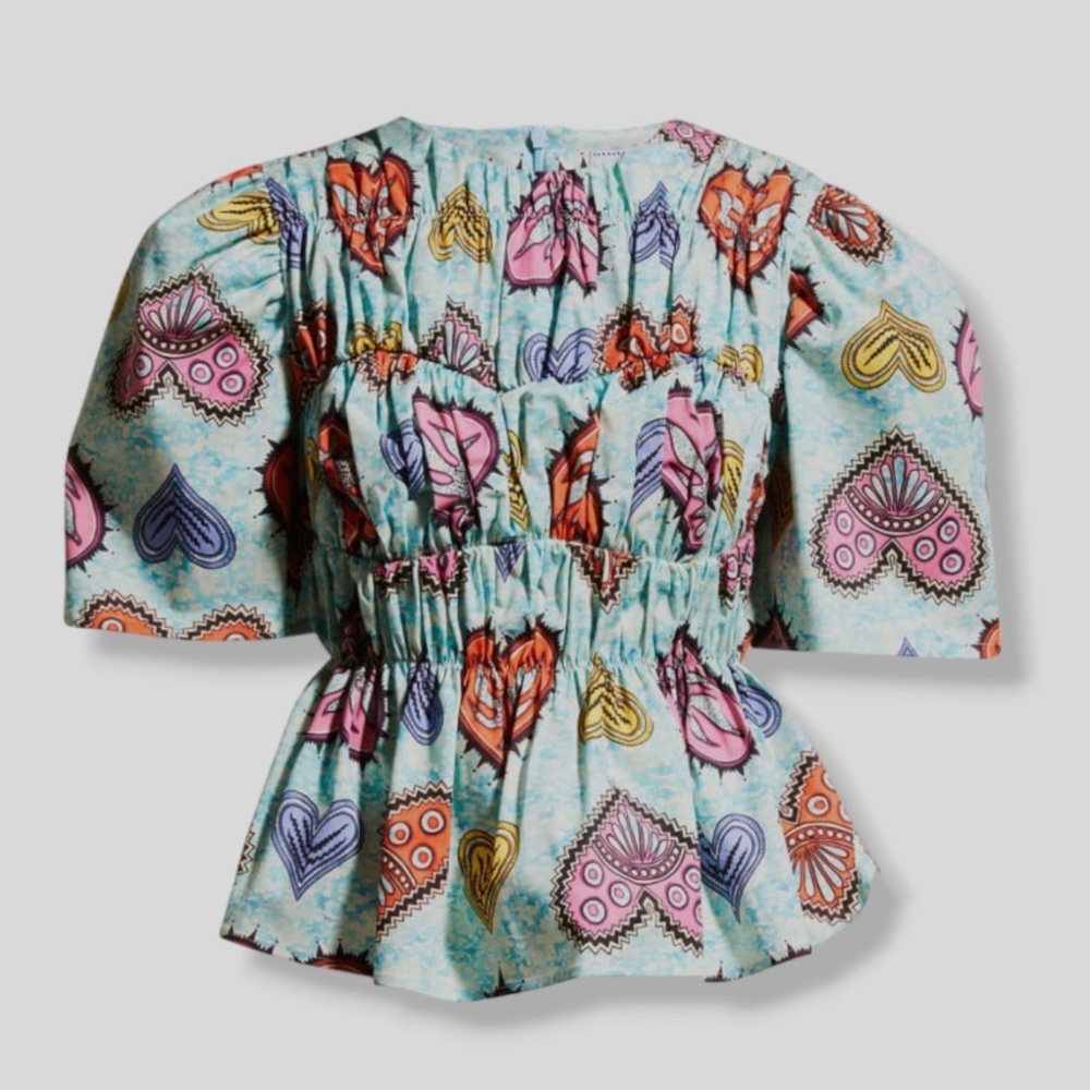 AUTUMN ADEIGBO Elvire Heart Peplum Top Blouse LIKE NEW Size US 2 Retail $625